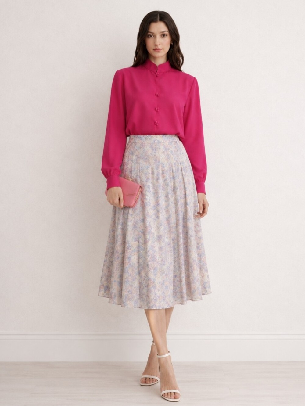 Braemar | Vintage 80's Couture Fuchsia Blouse & Skirt Set